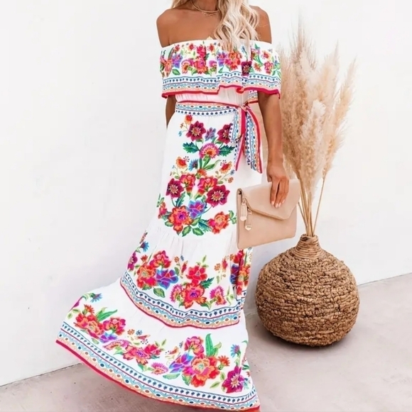 Floral Belted Tunic Style Maxi Dress - Picture 11 of 13